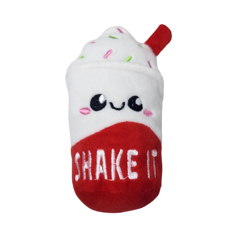 Red White Milkshake Plush Toy Kawaii Embroidered Shake It Food 5.5 Inch